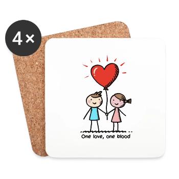 Strichmännchen Liebespaar Pärchen Valentinstag - Untersetzer (4er-Set) - Weiß - Vorne
