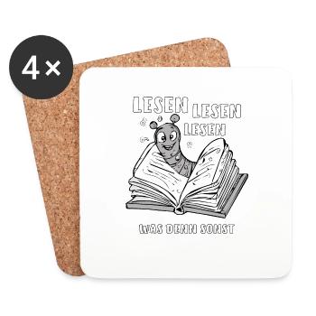READ THE WORM BOOK - Coasters (set of 4) - white - Front