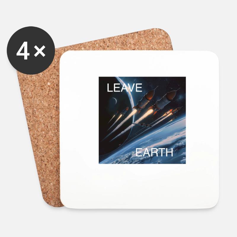 Retro Style Plakat Raumfahrt „Leave Earth“ - Untersetzer (4er-Set) - Weiß