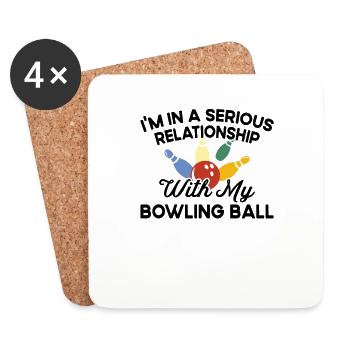Beziehung Zum Ball - Bowling - Untersetzer (4er-Set) - Weiß - Vorne