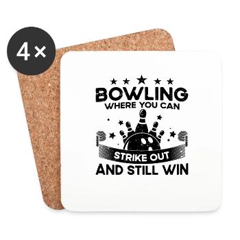 Peut se balancer et quand même gagner - Bowling - Dessous de verre (lot de 4) - blanc - Devant
