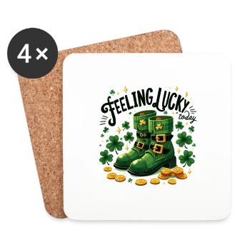 Se sentir chanceux le jour de la Saint-Patrick - Dessous de verre (lot de 4) - blanc - Devant