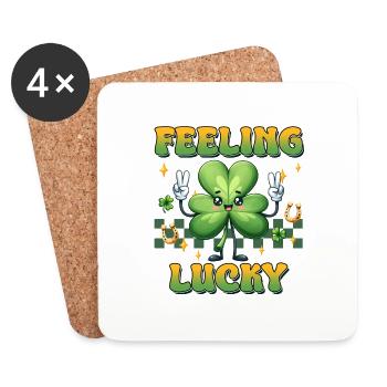 Se sentir chanceux le jour de la Saint-Patrick - Dessous de verre (lot de 4) - blanc - Devant