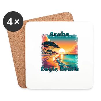 Grunge Summer Getaway Eagle Beach Aruba - Coasters (set of 4) - white - Front