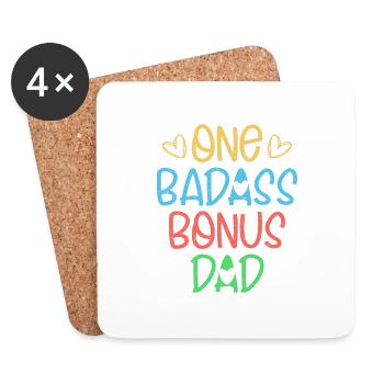 One Badass Bonus Dad Stepfather Adoption - Coasters (set of 4) - white - Front