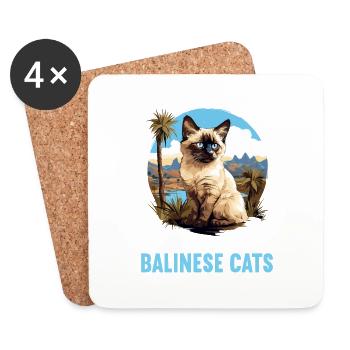 Chat balinais Balinesenkatze - Dessous de verre (lot de 4) - blanc - Devant