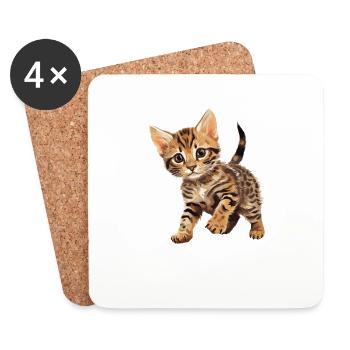 Bengal Cat Bengalkatze - Coasters (set of 4) - white - Front