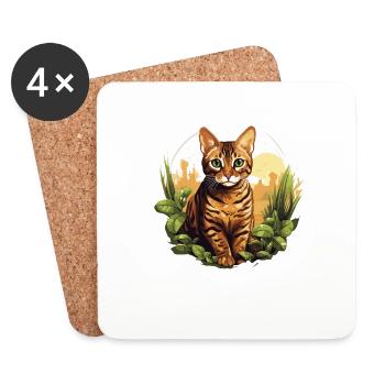 Bengal Cat Bengalkatze - Coasters (set of 4) - white - Front
