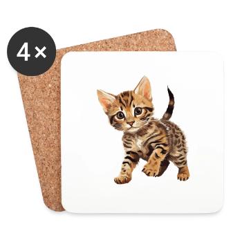 Bengal Cat Bengalkatze - Coasters (set of 4) - white - Front