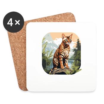 Bengal Cat Bengalkatze - Coasters (set of 4) - white - Front