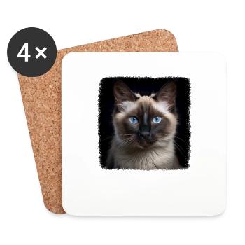Chat balinais Balinesenkatze - Dessous de verre (lot de 4) - blanc - Devant
