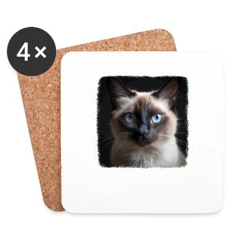 Chat balinais Balinesenkatze - Dessous de verre (lot de 4) - blanc - Devant