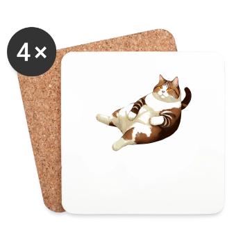 CAT FAT LYING - Coasters (set of 4) - white - Front