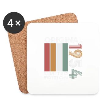 Ce design vintage du 70e anniversaire dans un style rétro - Dessous de verre (lot de 4) - blanc - Devant