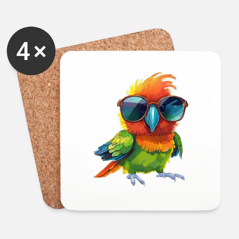 Cooler Papagei mit Sonnenbrille - Untersetzer (4er-Set) - Weiß