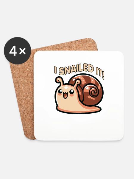 I Snailed It Funny Snail Pun Cute For Kids - Brikker (sett med 4) - hvit