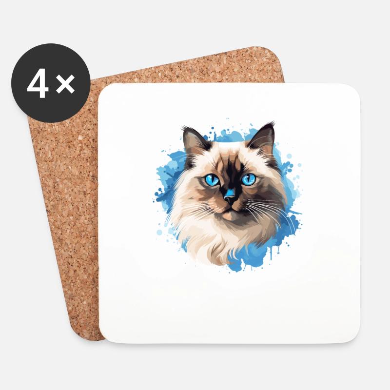 Birman Cat Birma Katze - Untersetzer (4er-Set) - Weiß