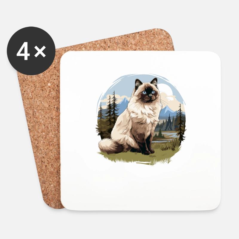 Birman Cat Birma Katze - Untersetzer (4er-Set) - Weiß