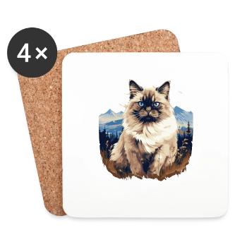 Birman Cat Birma Katze - Untersetzer (4er-Set) - Weiß - Vorne