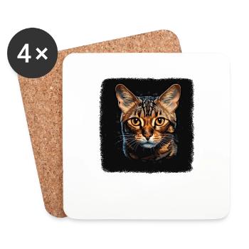 Bengal Cat Bengalkatze - Coasters (set of 4) - white - Front