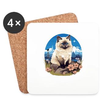 Birman Cat Birma Katze - Untersetzer (4er-Set) - Weiß - Vorne