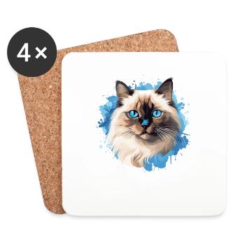 Birman Cat Birma Katze - Untersetzer (4er-Set) - Weiß - Vorne