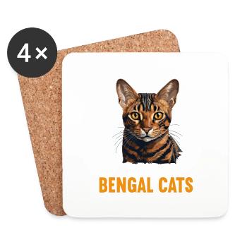 Bengal Cat Bengalkatze - Coasters (set of 4) - white - Front