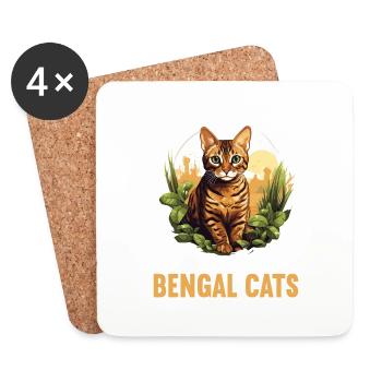 Bengal Cat Bengalkatze - Coasters (set of 4) - white - Front