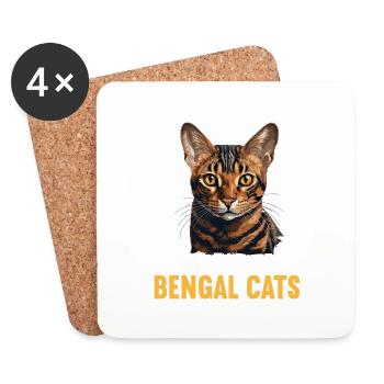 Bengal Cat Bengalkatze - Coasters (set of 4) - white - Front
