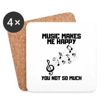Musique : Chanteur, Instrument à cordes pincées, Guitariste, Musicien - Dessous de verre (lot de 4) - blanc - Devant