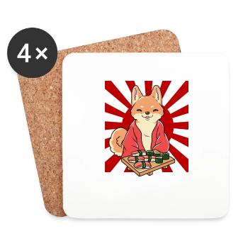 Shiba Inu Hund Sushi Japan Akita I Geschenk - Untersetzer (4er-Set) - Weiß - Vorne