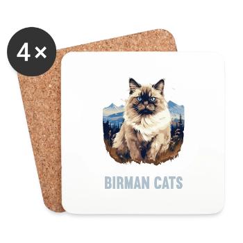 Chat de Birmanie Birma Katze - Dessous de verre (lot de 4) - blanc - Devant