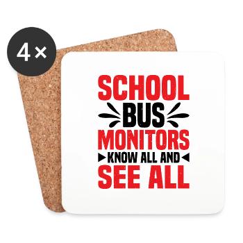 School Bus Monitors, Know All And See All 12 - Untersetzer (4er-Set) - Weiß - Vorne