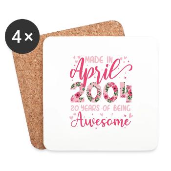 Avril 2004 Cadeau Anniversaire 20 Ans Pour Filles - Dessous de verre (lot de 4) - blanc - Devant