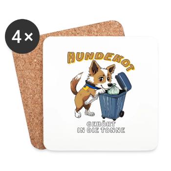 DOG EXCREMENT BELONGS IN THE GARBAGE CAN - Coasters (set of 4) - white - Front