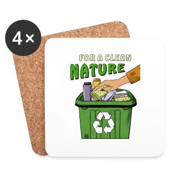GARBAGE CAN FOR A CLEAN NATURE - Coasters (set of 4) - white - Front