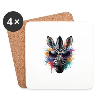 Zebra Sonnenbrille Afrika Humor Party lustig bunt - Untersetzer (4er-Set) - Weiß - Vorne