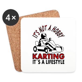Karting Karting Kart Conduite Kart Pilote Voiture Idée Cadeau - Dessous de verre (lot de 4) - blanc - Devant