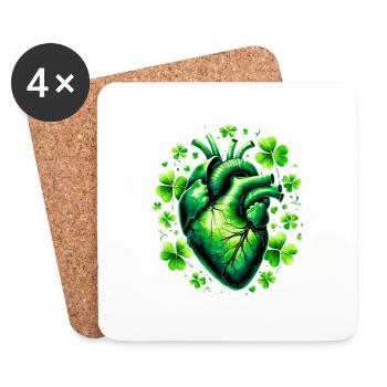 Kleeblatt Anatomisches Herz - Untersetzer (4er-Set) - Weiß - Vorne