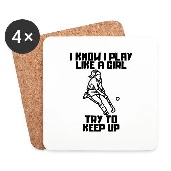 Hockey sur gazon cadeau joueur de hockey floorball - Dessous de verre (lot de 4) - blanc - Devant