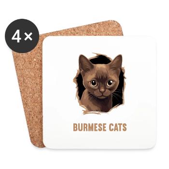 Burmese Cat Burma Katze - Coasters (set of 4) - white - Front