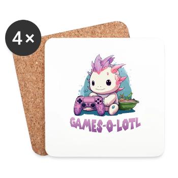 Axolotl T Kawaii Axolotl Gaming Lurche Axolotl - Untersetzer (4er-Set) - Weiß - Vorne