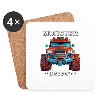 VOITURE MONSTER TRUCK FIÈVRE - Dessous de verre (lot de 4) - blanc - Devant