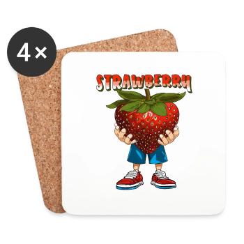 ERDBEERE STRAWBERRY - Untersetzer (4er-Set) - Weiß - Vorne