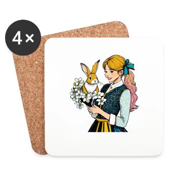 FRAU HASE BLUME - Untersetzer (4er-Set) - Weiß - Vorne
