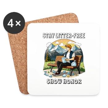 ABFALL STAY LITTER-FREE SHOW HONOR - Untersetzer (4er-Set) - Weiß - Vorne