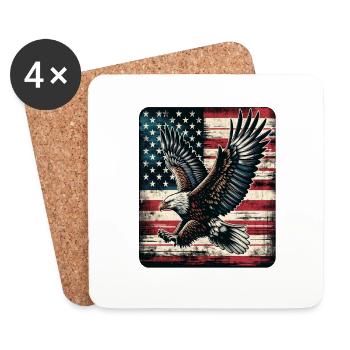 Eagle American Flag 4th of July Day Eagle Gifts - Untersetzer (4er-Set) - Weiß - Vorne