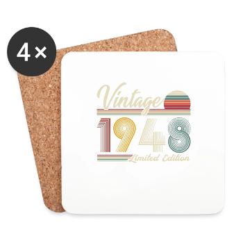 Millésime 1948 Vintage Cadeau Anniversaire - Dessous de verre (lot de 4) - blanc - Devant