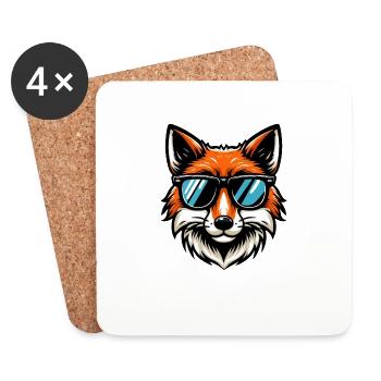 Cool fox with sunglasses - Coasters (set of 4) - white - Front