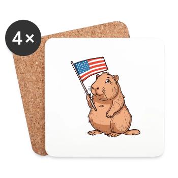 Capybara American Flag 4th of July Capybara Gifts - Coasters (set of 4) - white - Front